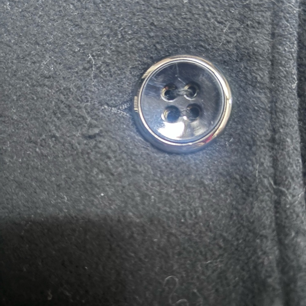 Mackage Black Wool Pea Coat with Leather-Trim Pockets - Picture 11 of 11